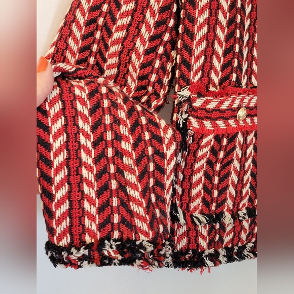 Vici Faux Tweed Red and Black Blazer/Jacket Size M - Picture 4 of 9